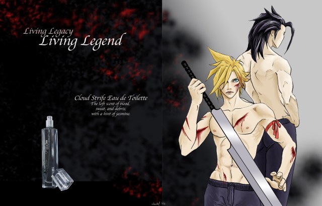 I also made a bloodless version, but this one was more popular. Even among Cloud fans.  (January 2010)