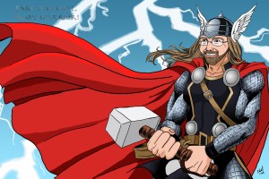 Done as a favor to a friend. Her boss was a Thor fan; she had this printed out as a poster at his retirement party. (June 2009)