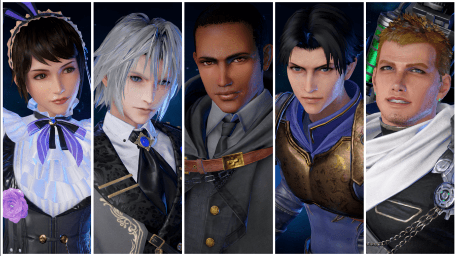 A collage showing the current cast of Ever Crisis The First Soldier. From left to right: Lucia Lin, Young Sephiroth, Matt Winsord, Young Angeal Hewley, and Glenn Lodbrok.